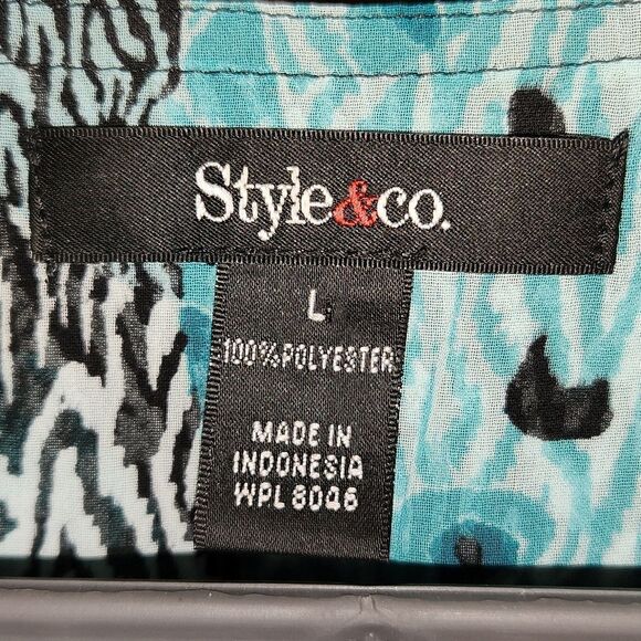 Style & Co. Sheer Layered Multi-Pattern Blouse - Picture 8 of 9